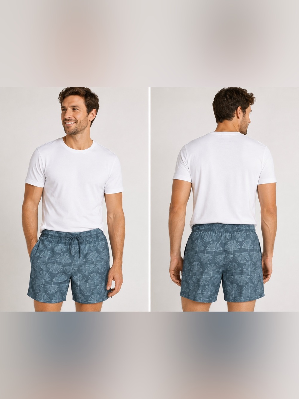 All In Motion Hybrid Shorts NWT Blue Palm Print Active Swim Shorts Size Medium